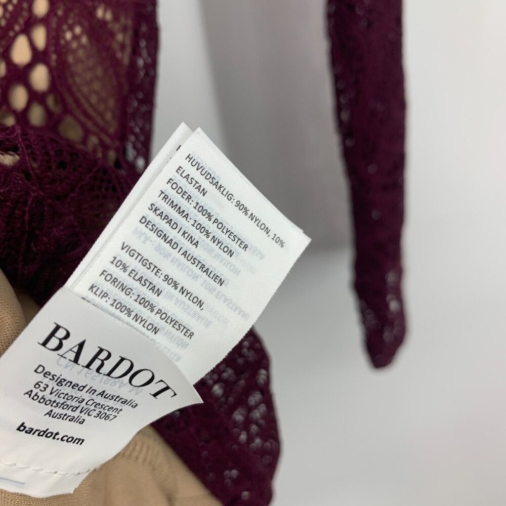 Bardot Dress Sasha Ruffle Lace Burgundy Long Sleeve Revolve - Picture 10 of 14